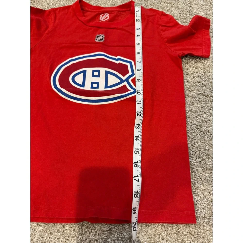 NHL Kids Les Canadiens Caufield Cotton Short Sleeve Tee Size S Red Blue Hockey